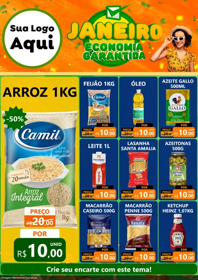 Modelo de Encarte para Encarte A4 Vertical com o tema Janeiro - Economia Garantida para Supermercado