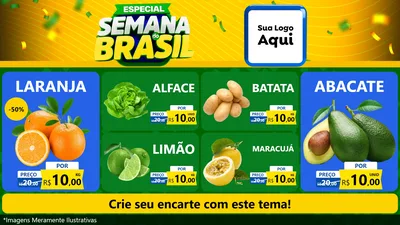 Modelo de TV para TV Horizontal com o tema Especial Semana do Brasil para Hortifrúti