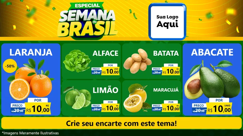 Modelo de TV para TV Horizontal com o tema Especial Semana do Brasil para Hortifrúti