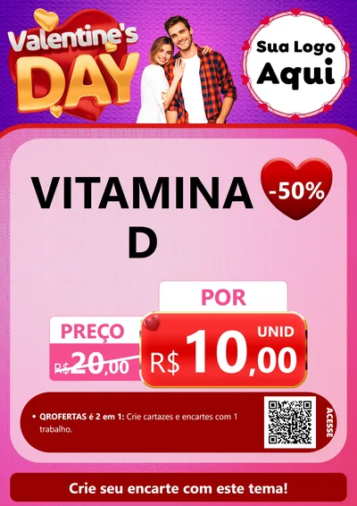 Modelo de Cartaz para Cartaz A4 Vertical com o tema Valentine's Day para Farmácia