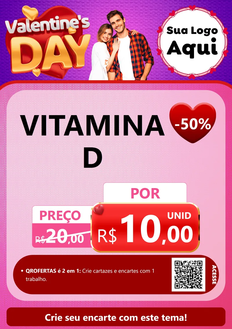 Modelo de Cartaz para Cartaz A4 Vertical com o tema Valentine's Day para Farmácia