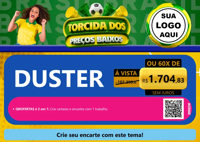 Modelo de Cartaz para Cartaz A4 Horizontal com o tema Torcida dos Preços Baixos para Concessionaria de Carros