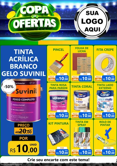 Modelo de Encarte para Encarte A4 Vertical com o tema Copa de Ofertas para Tintas e Ferramentas