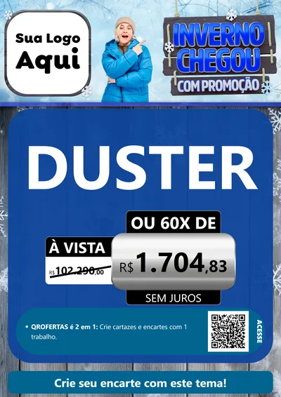 Modelo de Cartaz para Cartaz A4 Vertical com o tema Inverno Chegou Com Promoção para Concessionaria de Carros