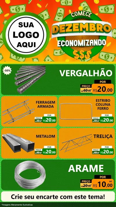 Modelo de TV para TV Vertical com o tema Comece Dezembro Economizando para Ferragens