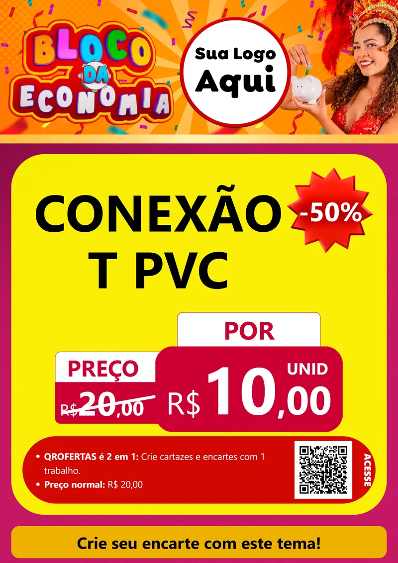 Modelo de Cartaz para Cartaz A4 Vertical com o tema Bloco da Economia para Tubos e conexões