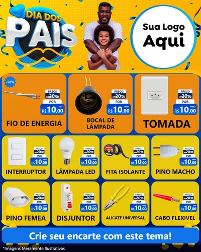 Modelo de Rede Social para Feed Instagram com o tema Dia dos Pais para Materiais Elétricos