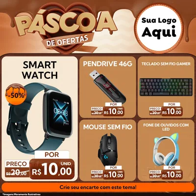 Modelo de Rede Social para Feed Facebook com o tema Páscoa de Ofertas para Informática