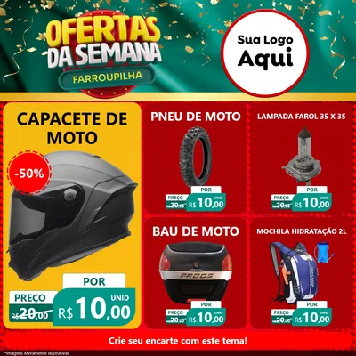 Modelo de Rede Social para Feed Facebook com o tema Ofertas da Semana Farroupilha para Moto peças