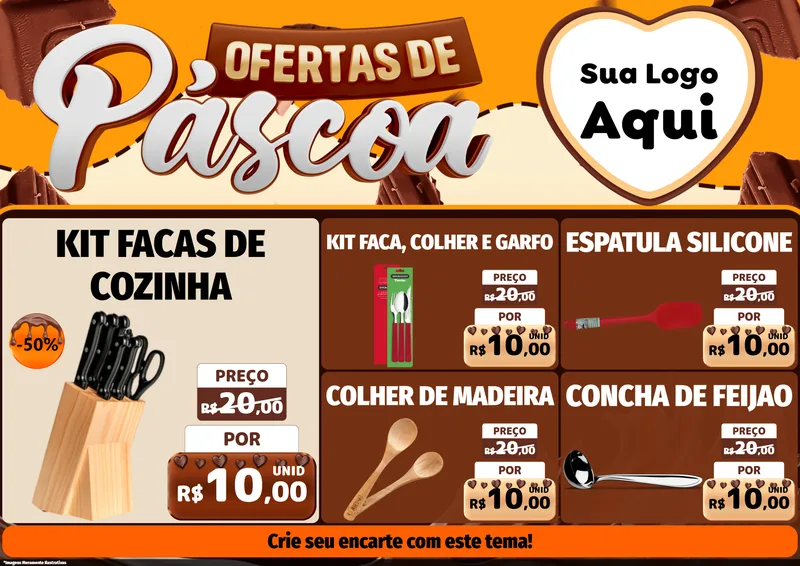 Modelo de Encarte para Encarte A4 Horizontal com o tema Ofertas de Páscoa para Utilidades Domésticas