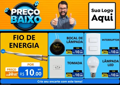 Modelo de Encarte para Encarte A4 Horizontal com o tema Preço Baixo para Materiais Elétricos