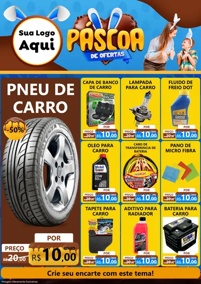 Modelo de Encarte para Encarte A4 Vertical com o tema Páscoa de Ofertas para Auto peças
