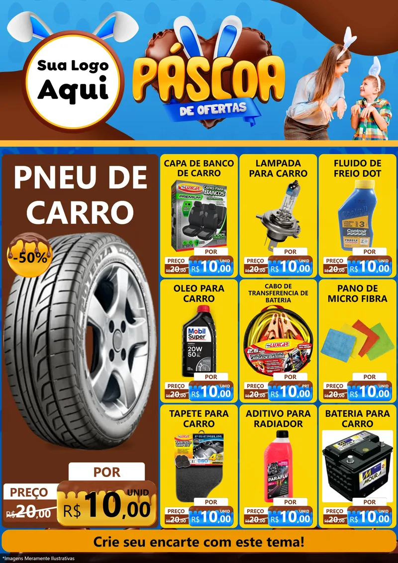 Modelo de Encarte para Encarte A4 Vertical com o tema Páscoa de Ofertas para Auto peças