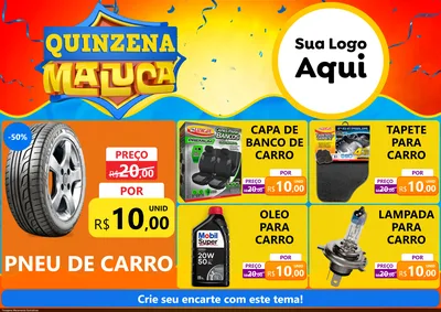 Modelo de Encarte para Encarte A4 Horizontal com o tema Quinzena Maluca para Auto peças