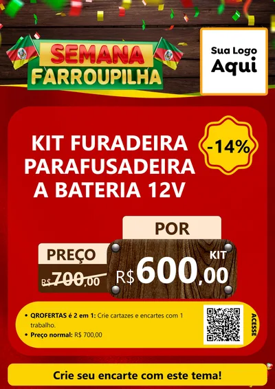 Modelo de Cartaz para Cartaz A4 Vertical com o tema Semana Farroupilha para Maquinas e Ferramentas