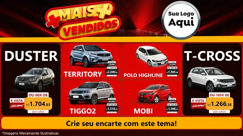 Modelo de TV para TV Horizontal com o tema Mais Vendidos para Concessionaria de Carros