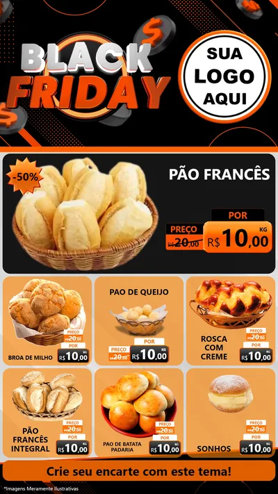 Modelo de Rede Social para Stories com o tema Black Friday para Padaria