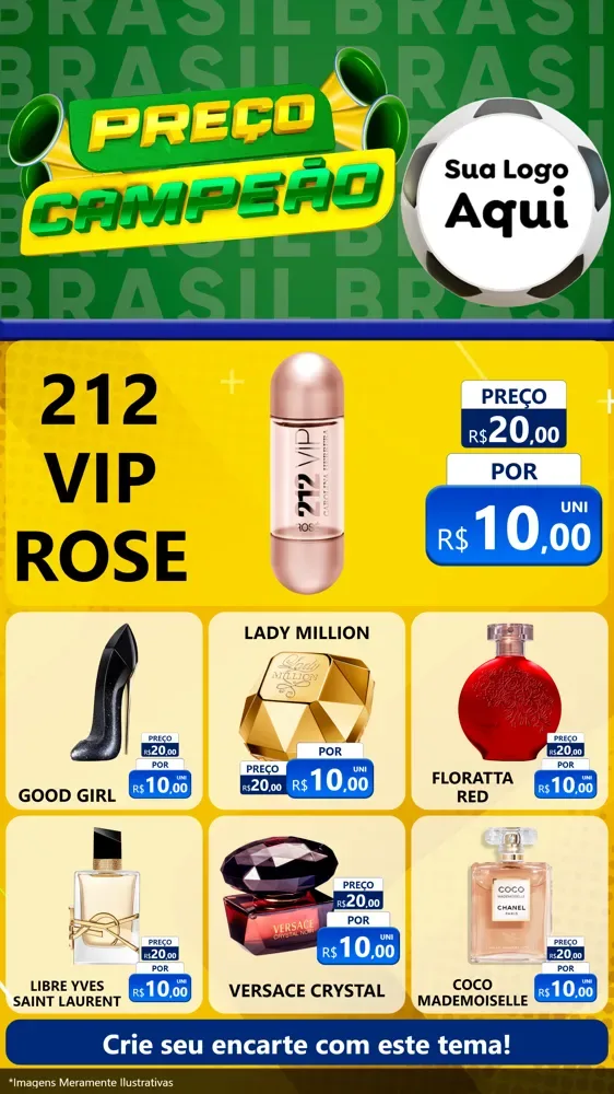 Modelo de Rede Social para Stories com o tema Preço Campeão - Copa para Perfumes