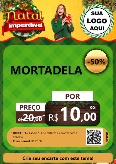 Modelo de Cartaz para Cartaz A4 Vertical com o tema Natal Imperdível para Frios e Laticínios