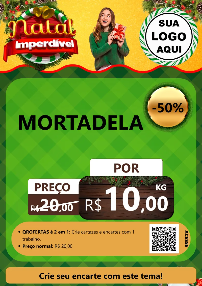 Modelo de Cartaz para Cartaz A4 Vertical com o tema Natal Imperdível para Frios e Laticínios