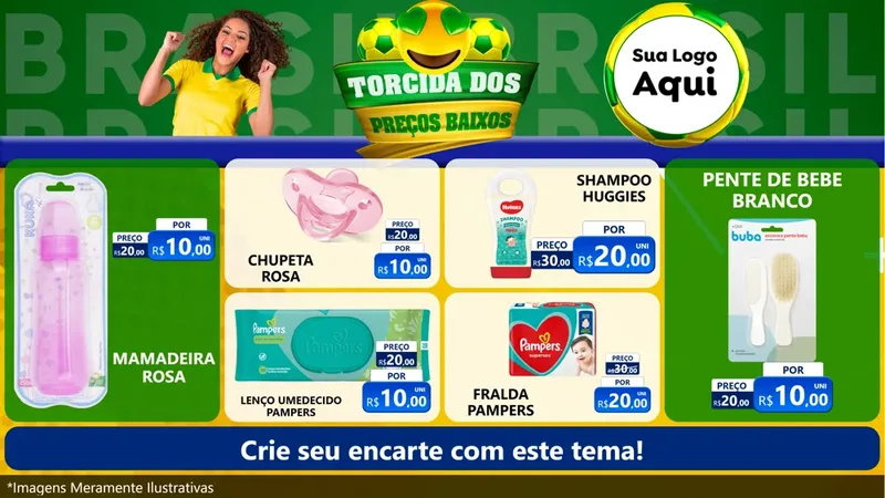 Modelo de TV para TV Horizontal com o tema Torcida dos Preços Baixos - Copa para Bebês