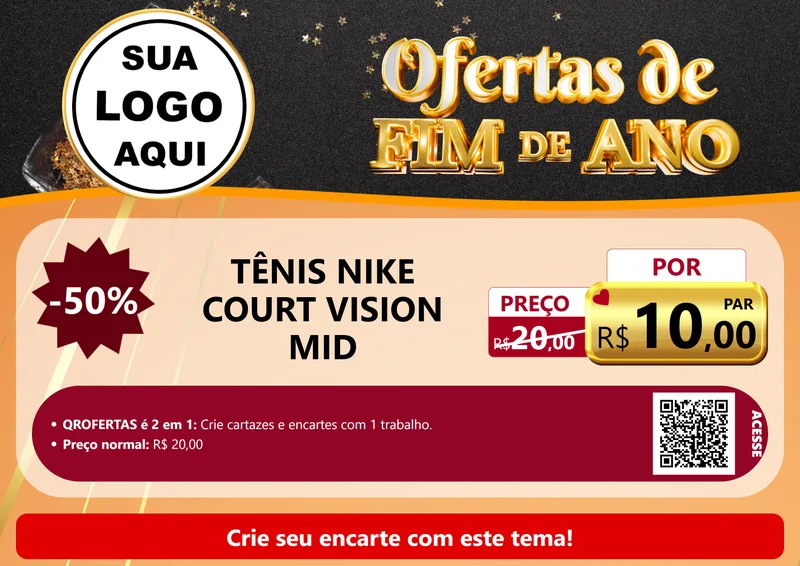 Modelo de Cartaz para Cartaz A4 Horizontal com o tema Ofertas de Fim de Ano para Calçados
