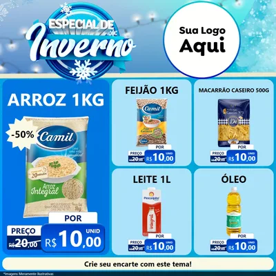 Modelo de Rede Social para Feed Facebook com o tema Especial de Inverno para Supermercado