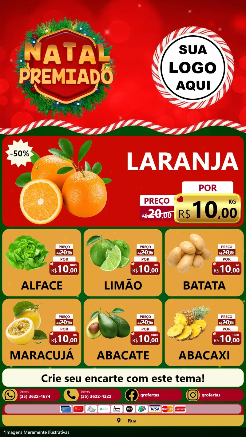 Modelo de Rede Social para Stories com o tema Natal Premiado para Hortifrúti