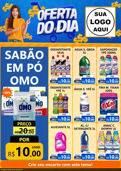 Modelo de Encarte para Encarte A4 Vertical com o tema Oferta do Dia para Produtos de Limpeza