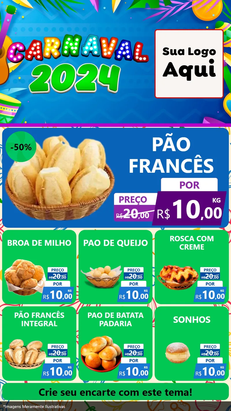 Modelo de Rede Social para Stories com o tema Carnaval 2027 para Padaria