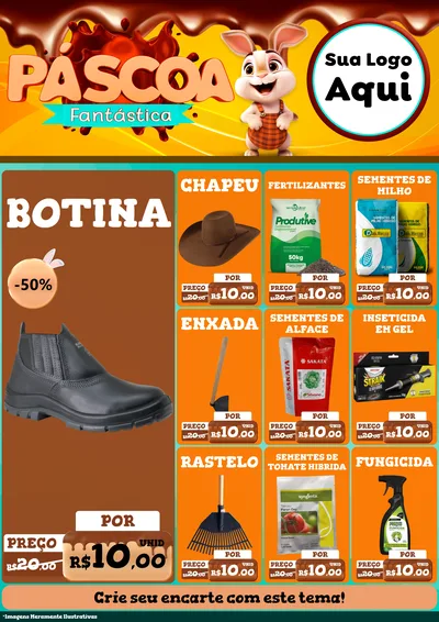 Modelo de Encarte para Encarte A4 Vertical com o tema Páscoa Fantástica para Agropecuária