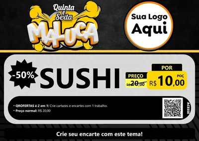 Modelo de Cartaz para Cartaz A4 Horizontal com o tema Quinta e Sexta Maluca para Comida japonesa