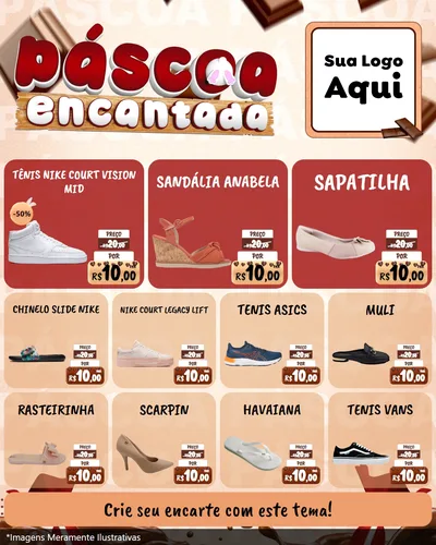 Modelo de Rede Social para Feed Instagram com o tema Páscoa Encantada para Calçados