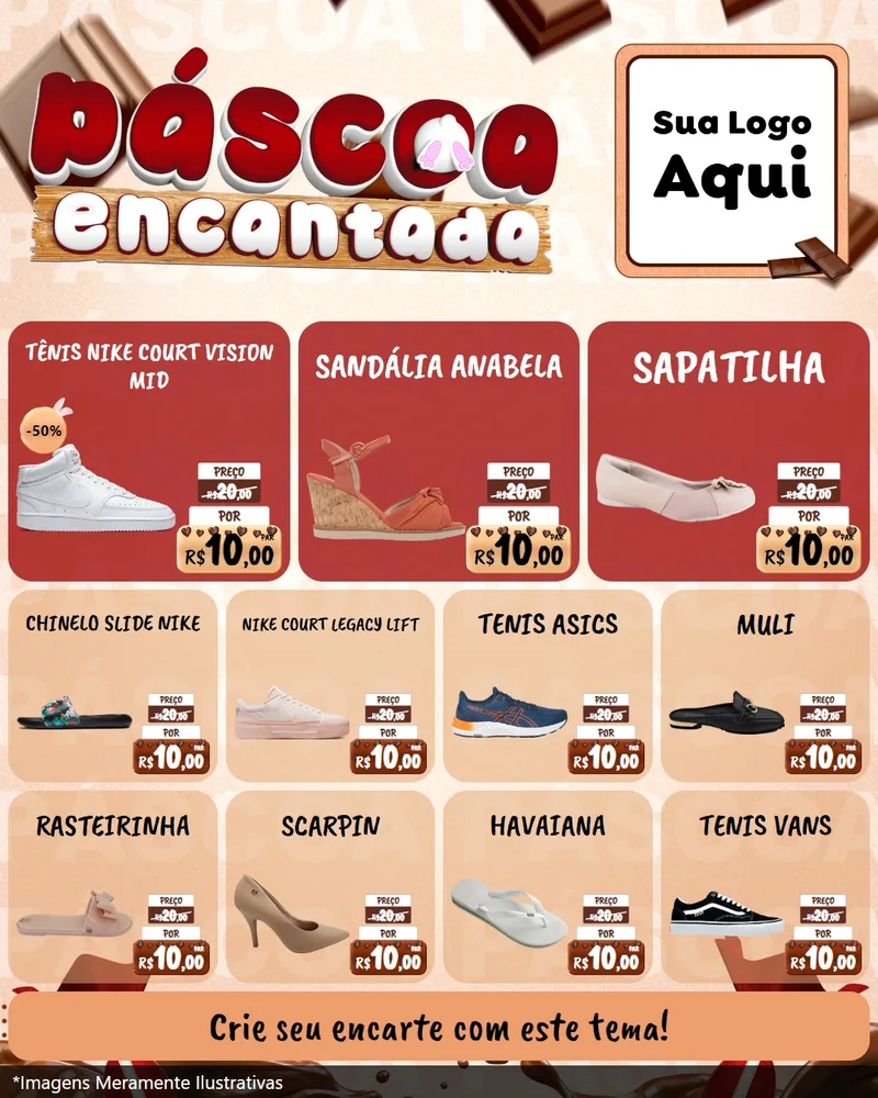 Modelo de Rede Social para Feed Instagram com o tema Páscoa Encantada para Calçados