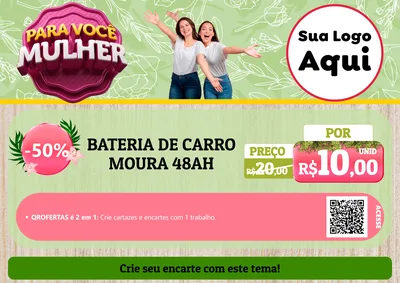 Modelo de Cartaz para Cartaz A4 Horizontal com o tema Para Você Mulher para Baterias Elétricas