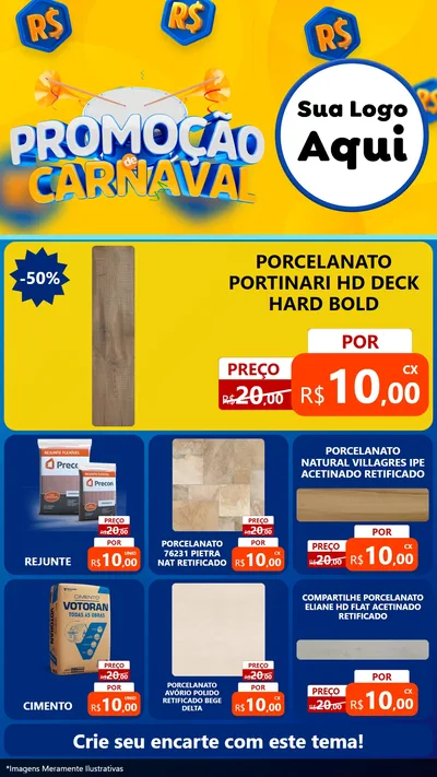 Modelo de Rede Social para Stories com o tema Promoção de Carnaval para Pisos e revestimentos