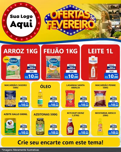 Modelo de Rede Social para Feed Instagram com o tema Ofertas de Fevereiro para Supermercado