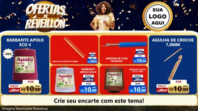 Modelo de TV para TV Horizontal com o tema Ofertas de Réveillon para Armarinho e Aviamentos