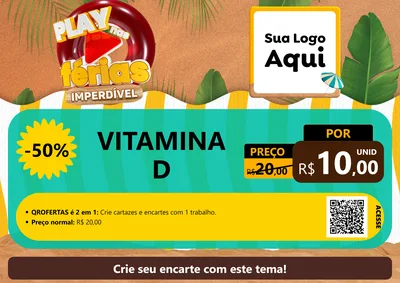 Modelo de Cartaz para Cartaz A4 Horizontal com o tema Play Nas Férias Imperdível para Farmácia