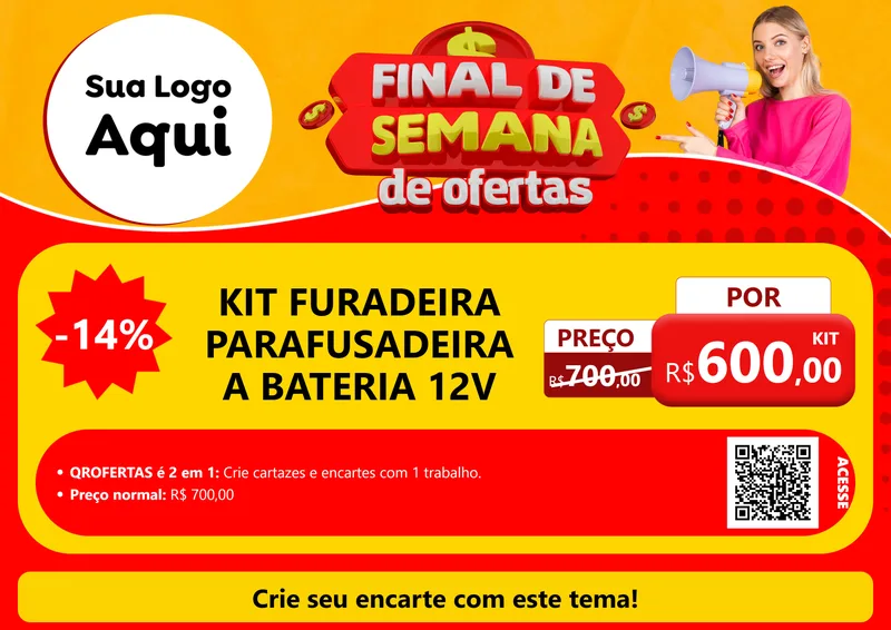 Modelo de Cartaz para Cartaz A4 Horizontal com o tema Final de Semana de Ofertas para Maquinas e Ferramentas