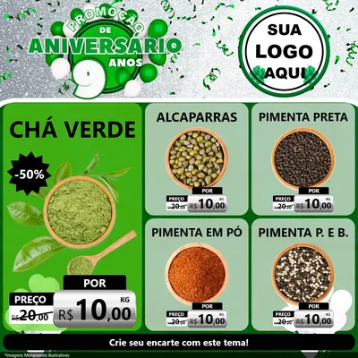 Modelo de Rede Social para Feed Facebook com o tema Promoção de Aniversário - 9 Anos para Produtos Naturais