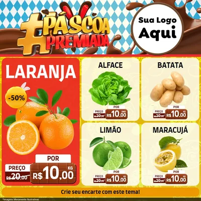 Modelo de Rede Social para Feed Facebook com o tema Páscoa Premiada para Hortifrúti