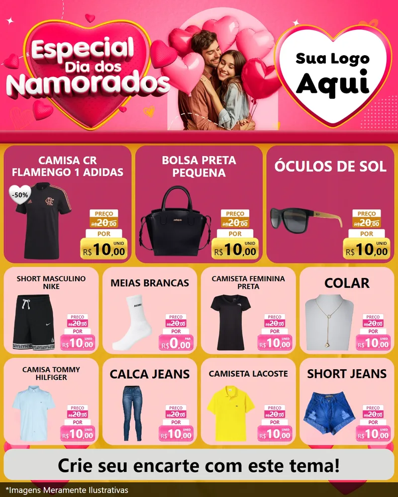 Modelo de Rede Social para Feed Instagram com o tema Especial Dia dos Namorados para Roupas e acessórios