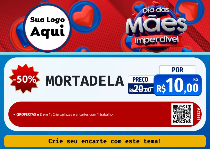 Modelo de Cartaz para Cartaz A4 Horizontal com o tema Dia Das Mães Imperdível para Frios e Laticínios