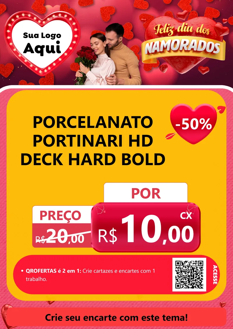 Modelo de Cartaz para Cartaz A4 Vertical com o tema Feliz Dia Dos Namorados para Pisos e revestimentos