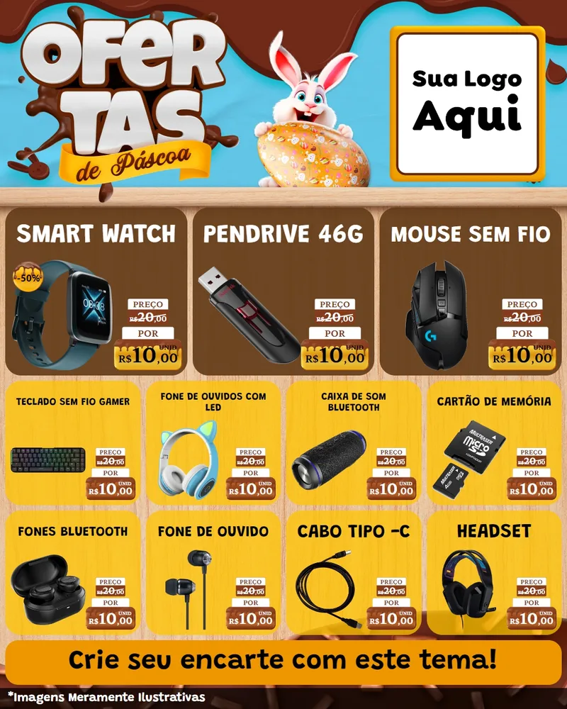 Modelo de Rede Social para Feed Instagram com o tema Ofertas de Páscoa para Informática