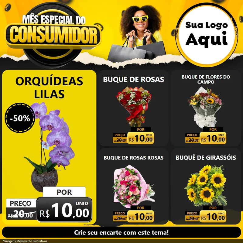 Modelo de Rede Social para Feed Facebook com o tema Mês Especial do Consumidor para Floricultura e jardim