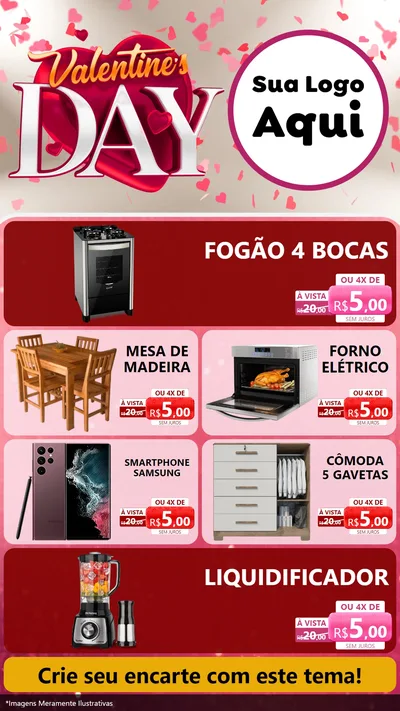Modelo de TV para TV Vertical com o tema Valentine's Day para Móveis e Eletro