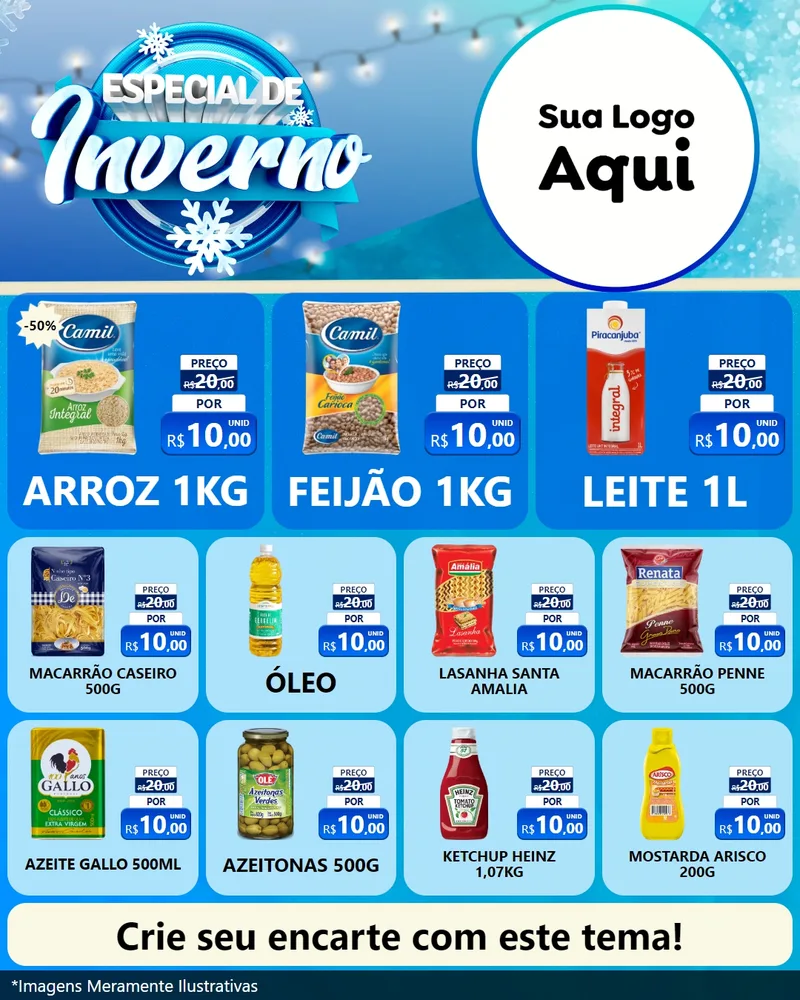 Modelo de Rede Social para Feed Instagram com o tema Especial de Inverno para Supermercado
