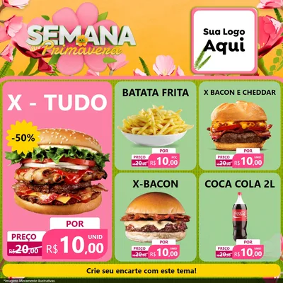 Modelo de Rede Social para Feed Facebook com o tema Semana da Primavera para Hamburgueria